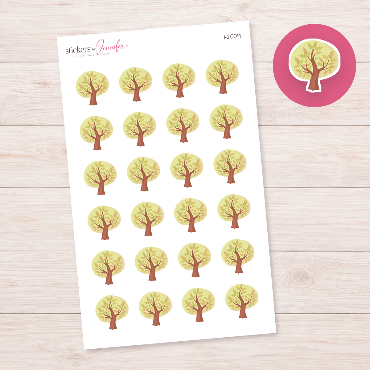Leafy Woodland Tree Planner Stickers | I-2009