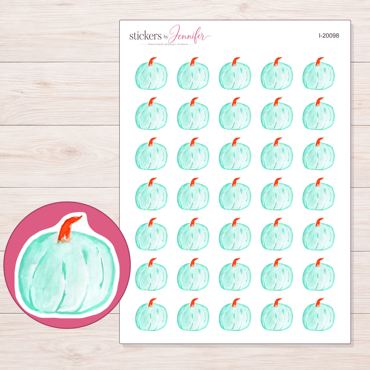 I-20098 planner sticker sheet with enlarged sticker detail