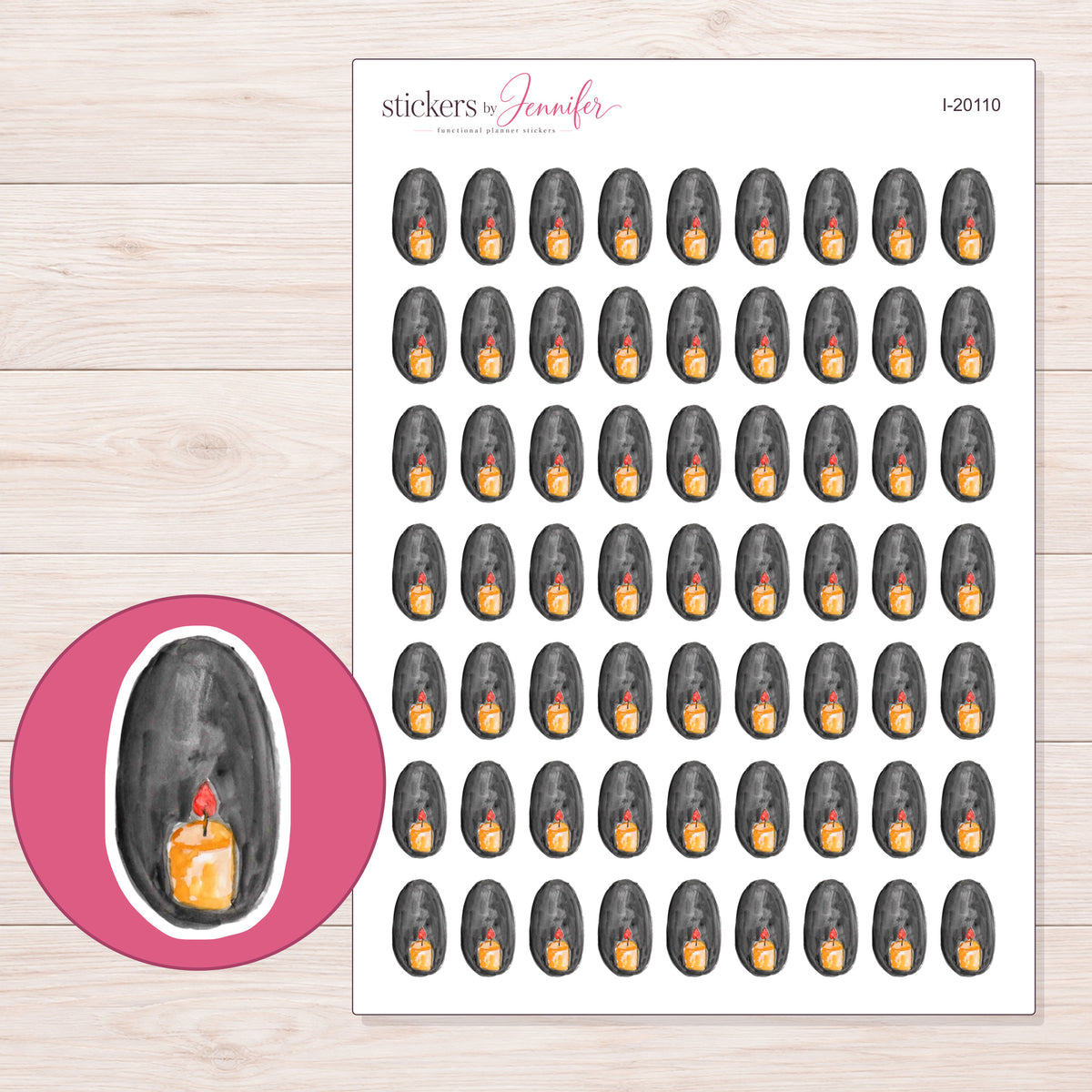 I-20110 planner sticker sheet with enlarged sticker detail
