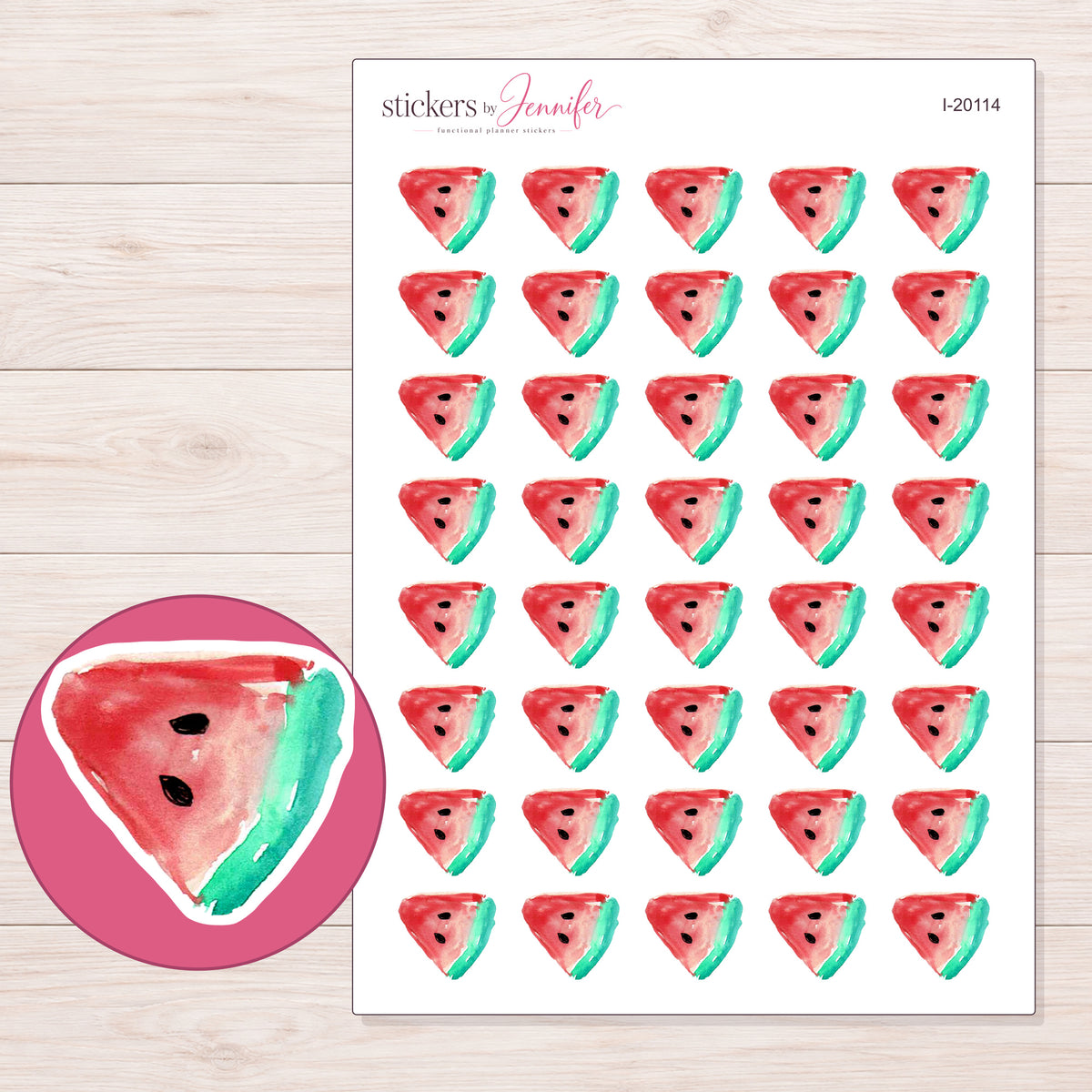 I-20114 planner sticker sheet with enlarged sticker detail