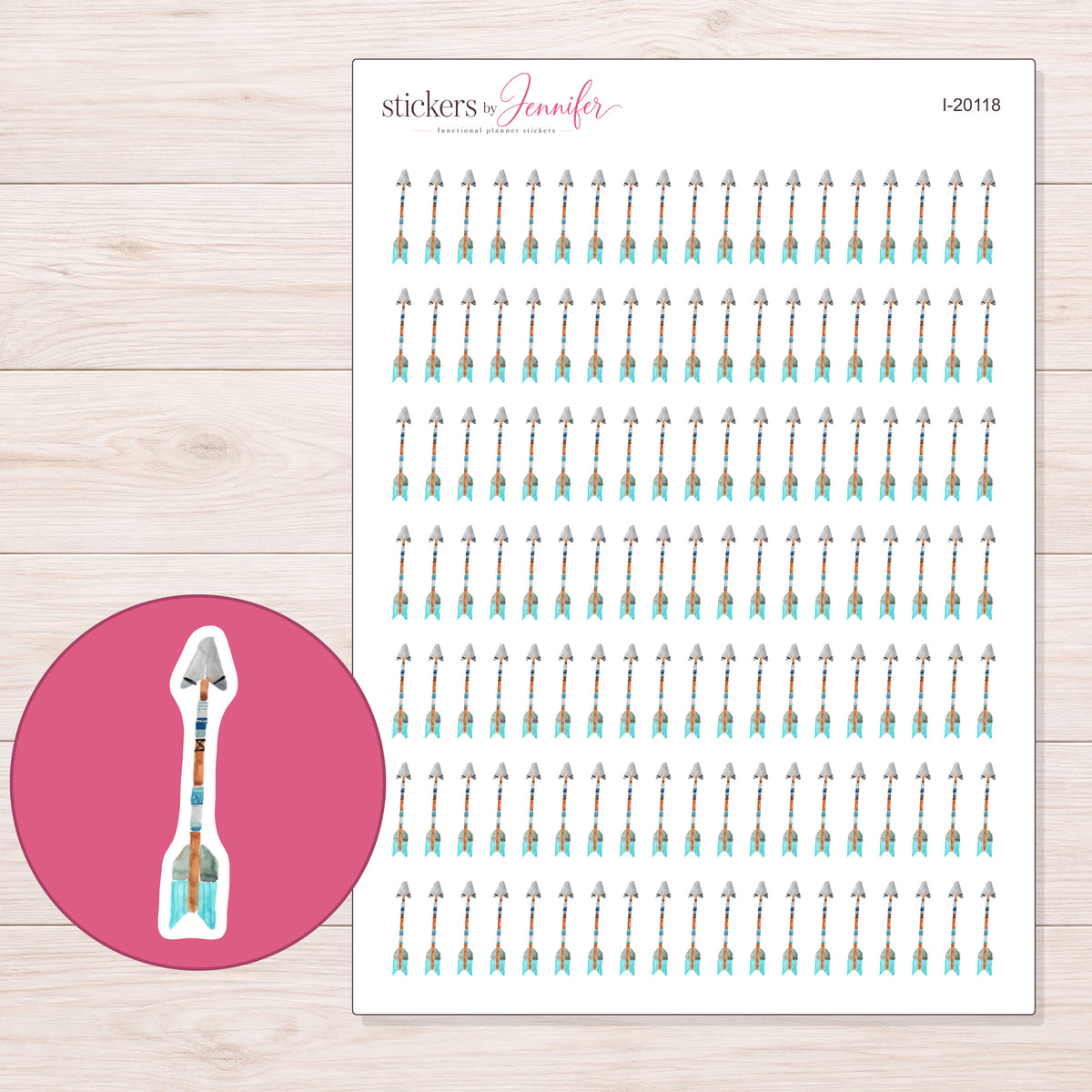 I-20118 planner sticker sheet with enlarged sticker detail