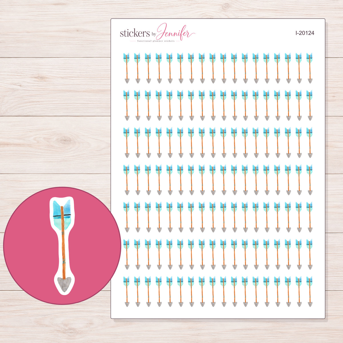 I-20124 planner sticker sheet with enlarged sticker detail