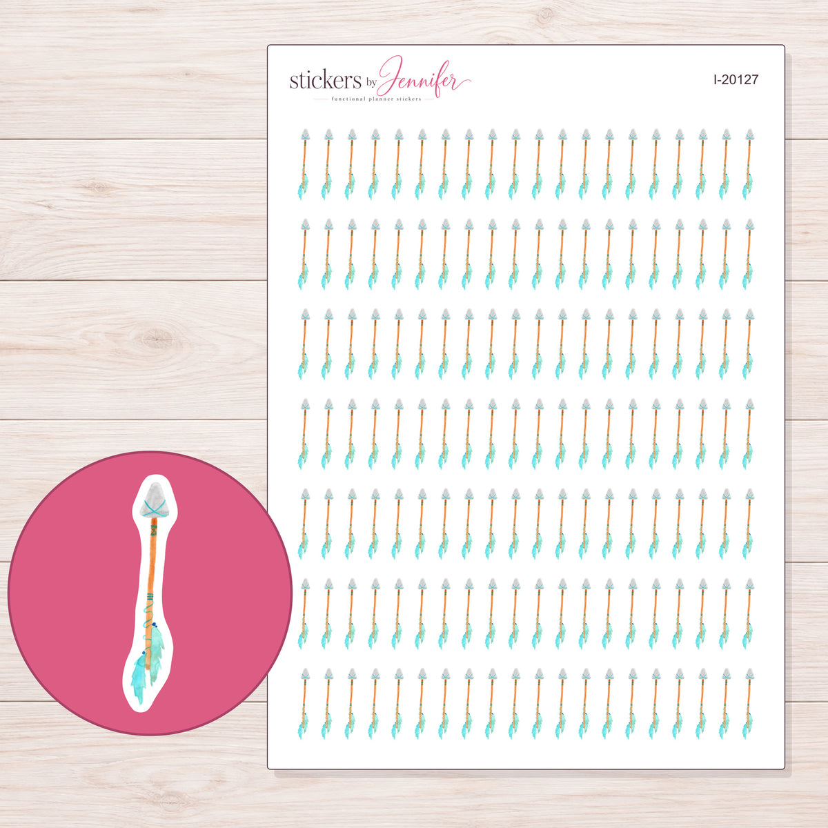 I-20127 planner sticker sheet with enlarged sticker detail