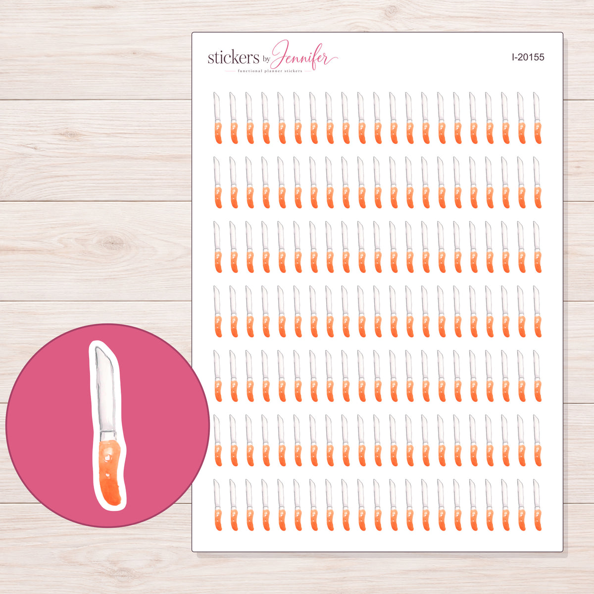 I-20155 planner sticker sheet with enlarged sticker detail