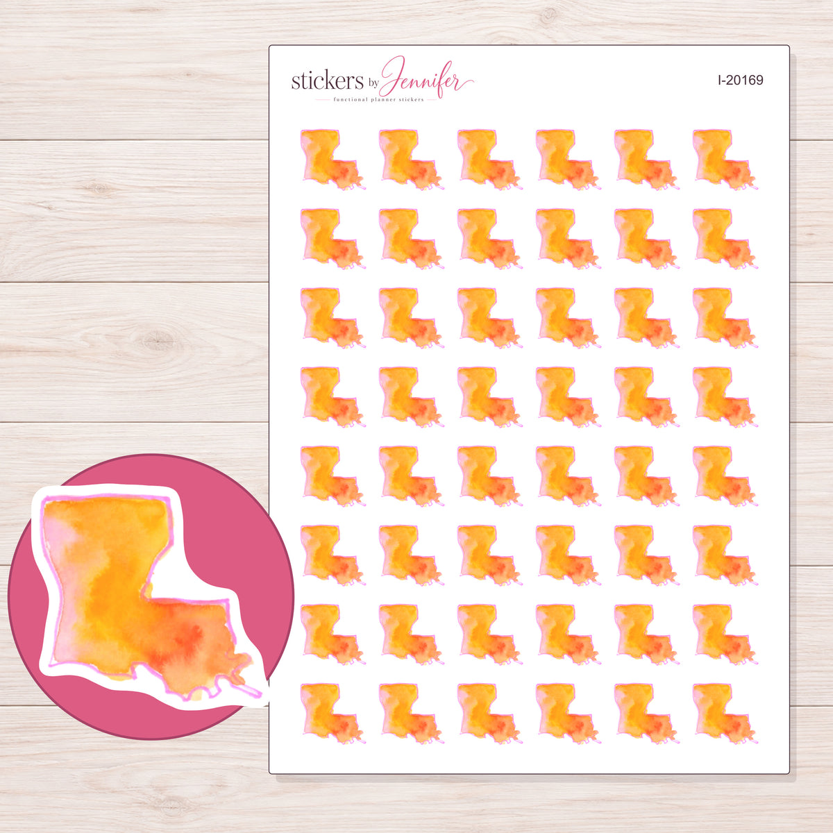 I-20169 planner sticker sheet with enlarged sticker detail