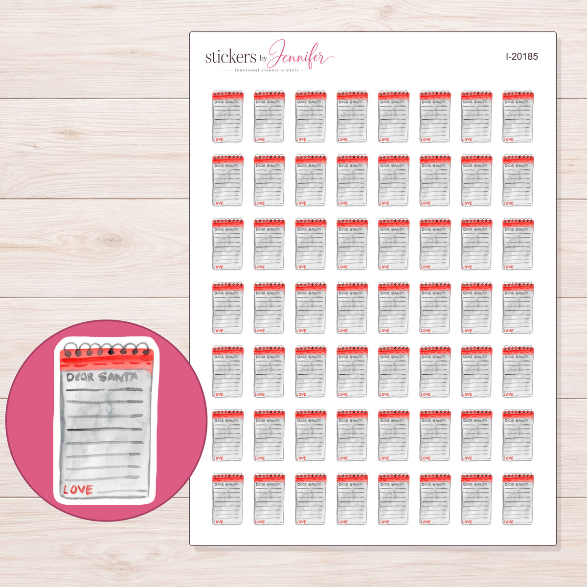 I-20185 planner sticker sheet with enlarged sticker detail