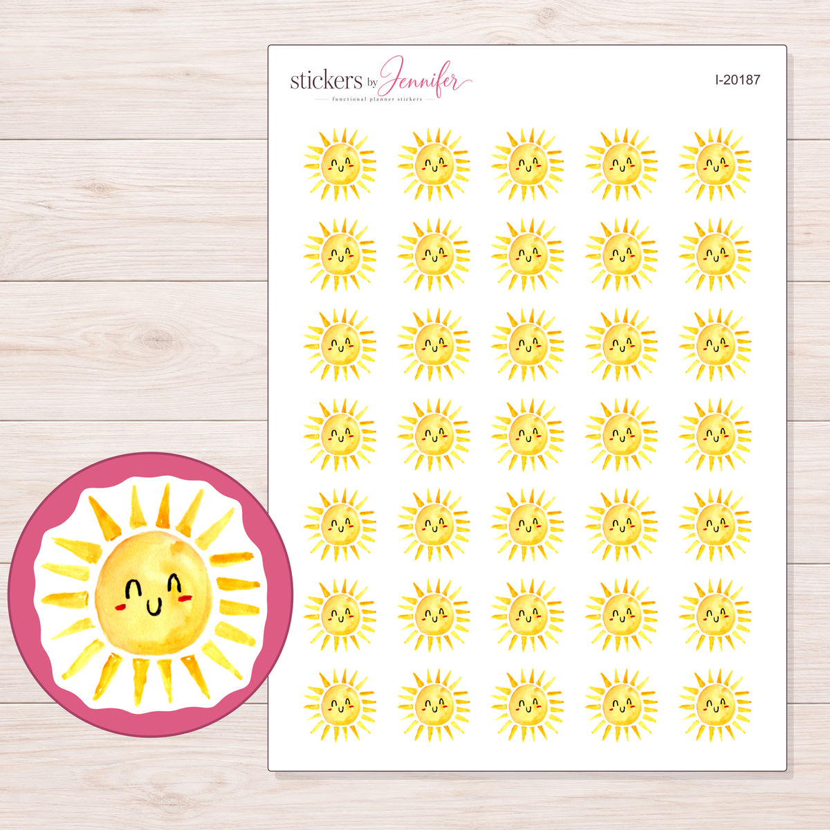 I-20187 planner sticker sheet with enlarged sticker detail