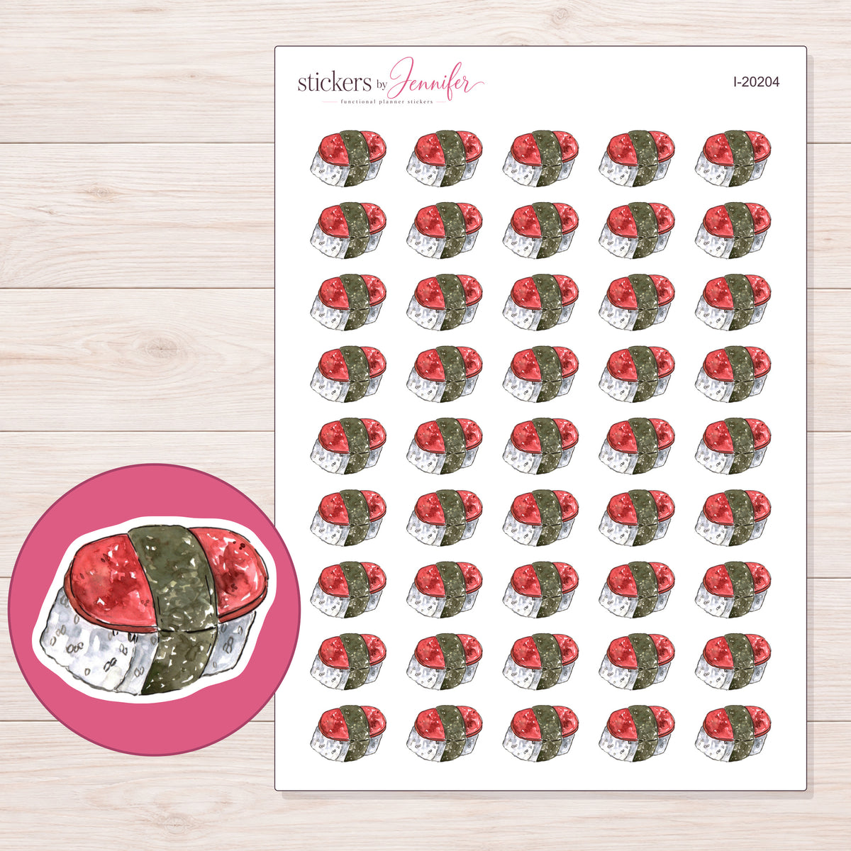 I-20204 planner sticker sheet with enlarged sticker detail