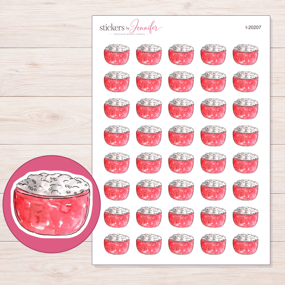 I-20207 planner sticker sheet with enlarged sticker detail
