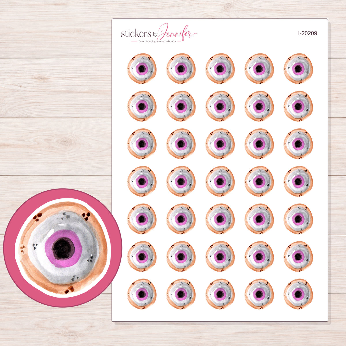 I-20209 planner sticker sheet with enlarged sticker detail