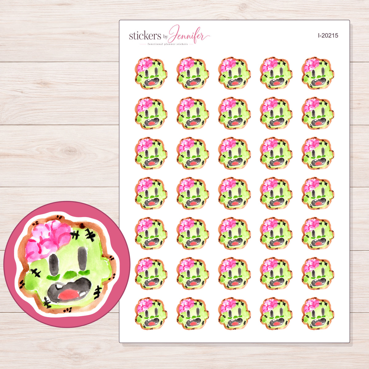 I-20215 planner sticker sheet with enlarged sticker detail