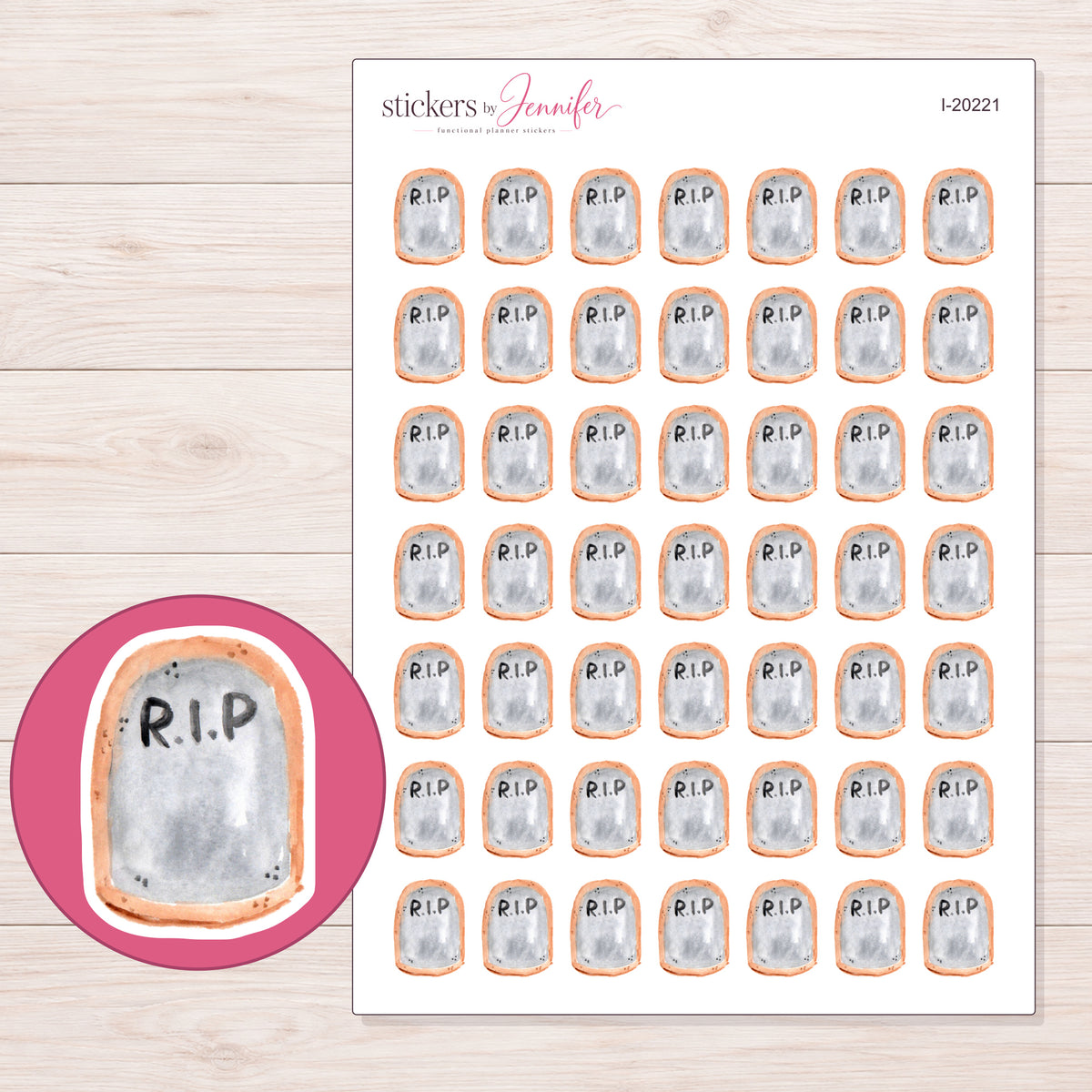 I-20221 planner sticker sheet with enlarged sticker detail