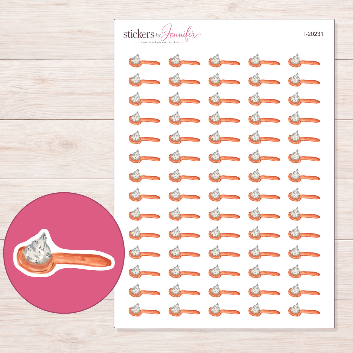 I-20231 planner sticker sheet with enlarged sticker detail
