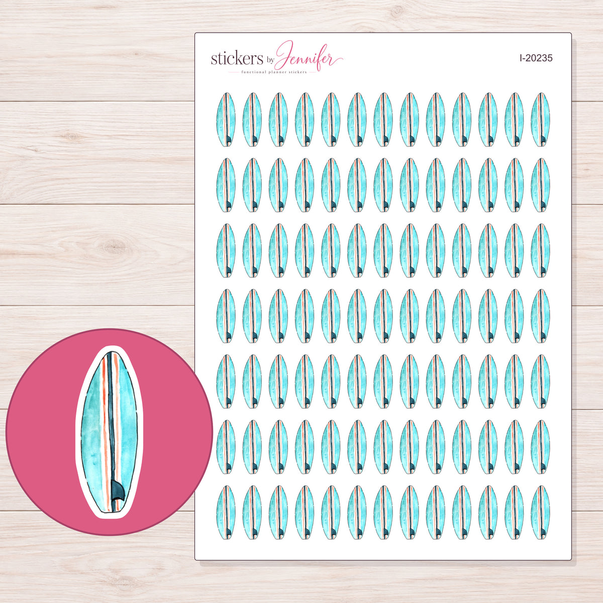 I-20235 planner sticker sheet with enlarged sticker detail