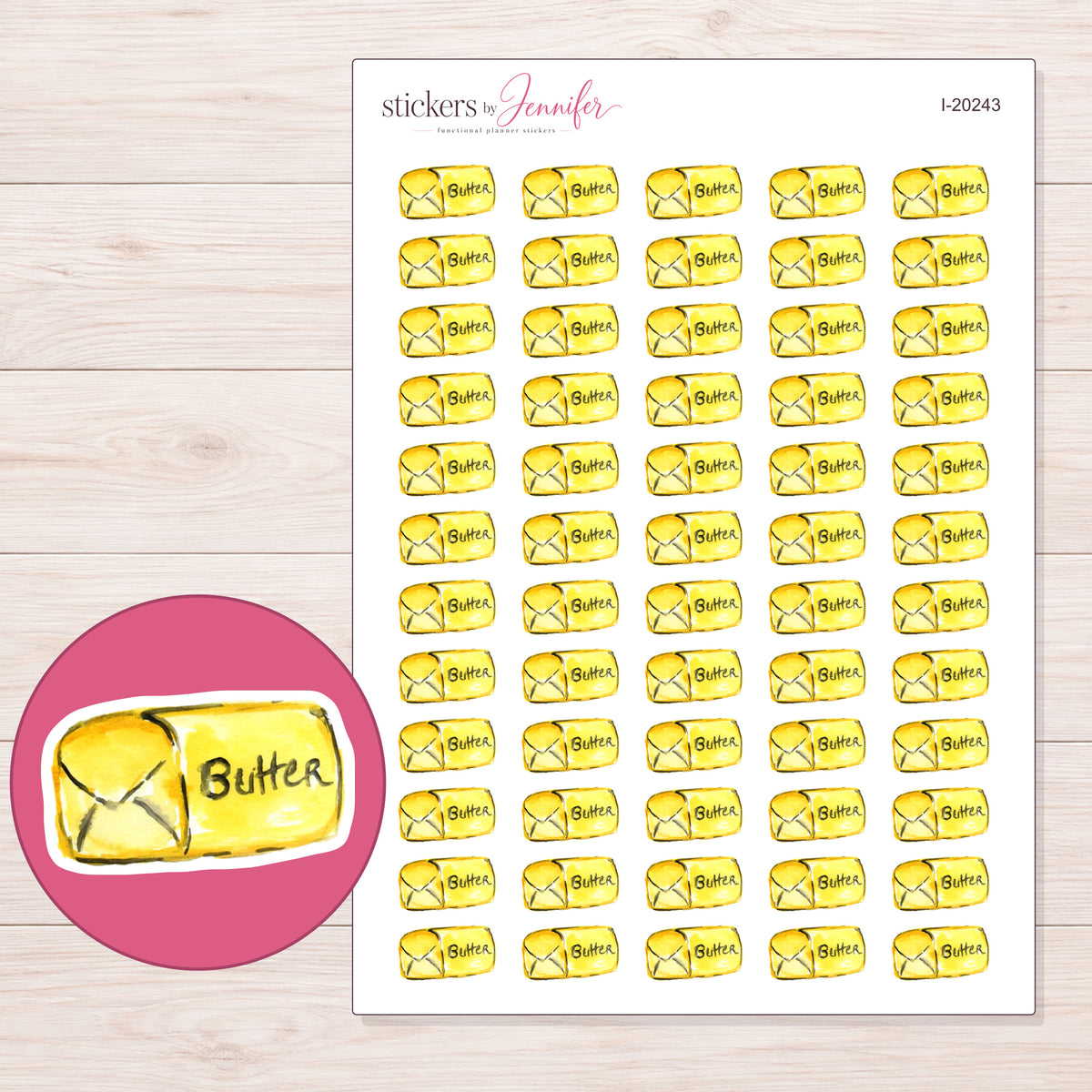 I-20243 planner sticker sheet with enlarged sticker detail