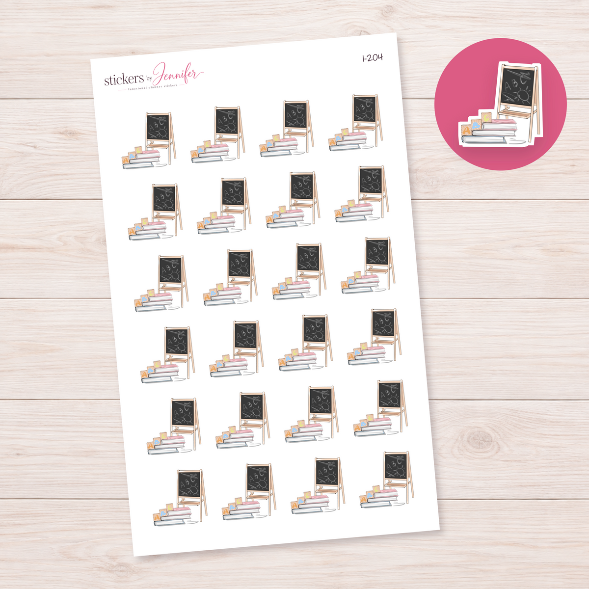 School Blackboard & Books Planner Stickers | I-204