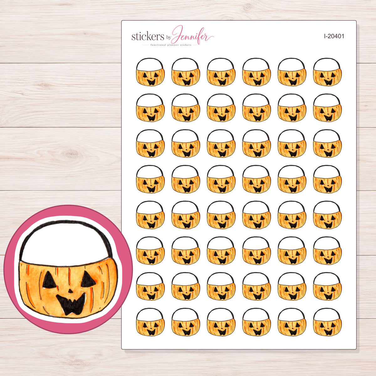 I-20401 planner sticker sheet with enlarged sticker detail