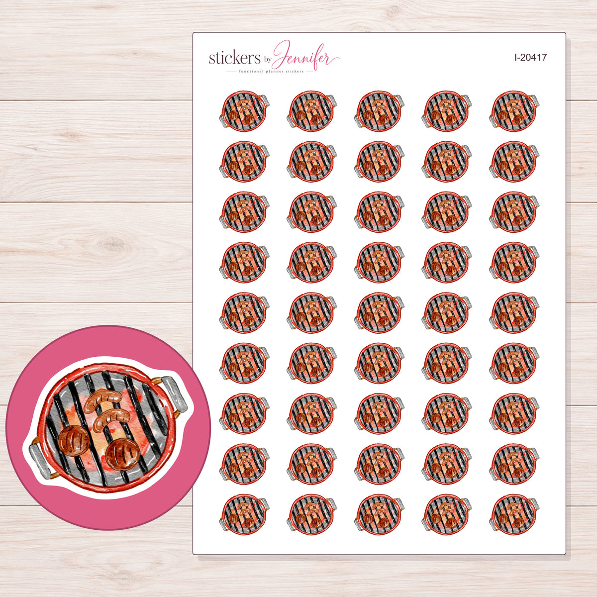 I-20417 planner sticker sheet with enlarged sticker detail