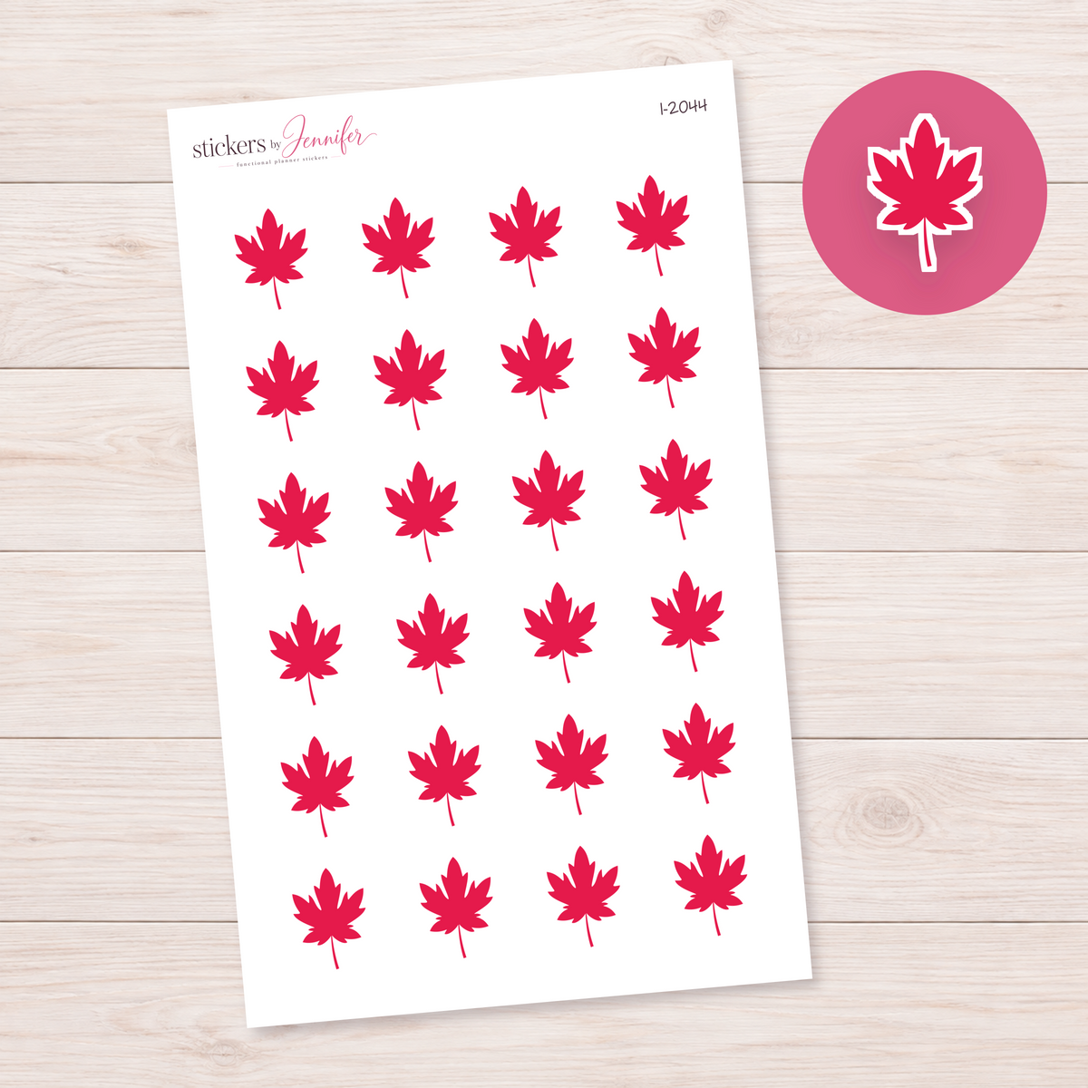Red Maple Leaf Planner Stickers | I-2044