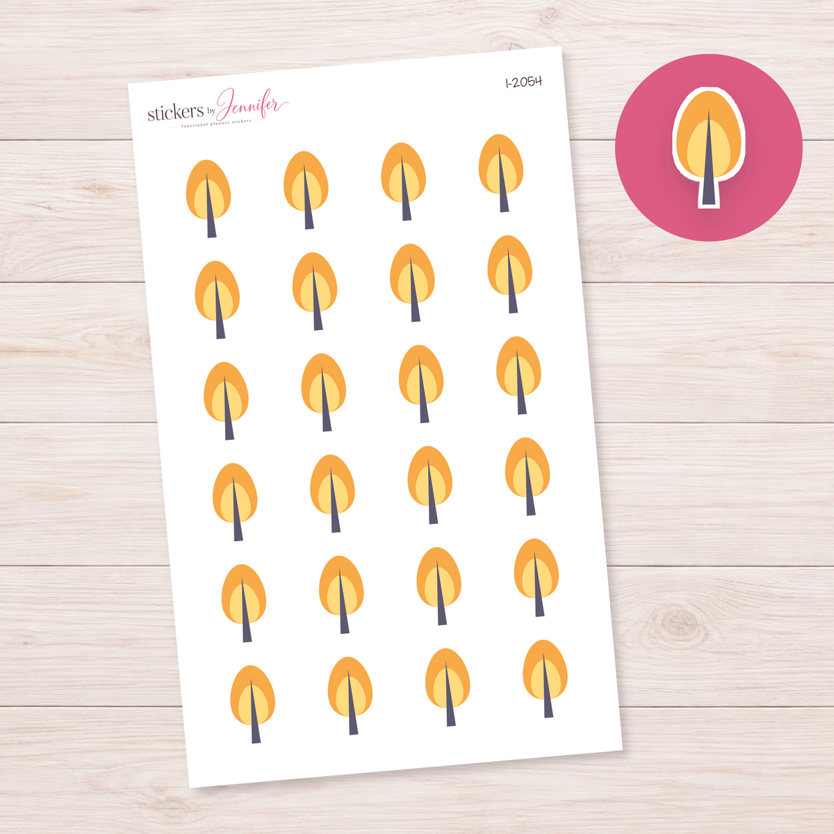 Tall Golden Tree Planner Stickers | I-2054