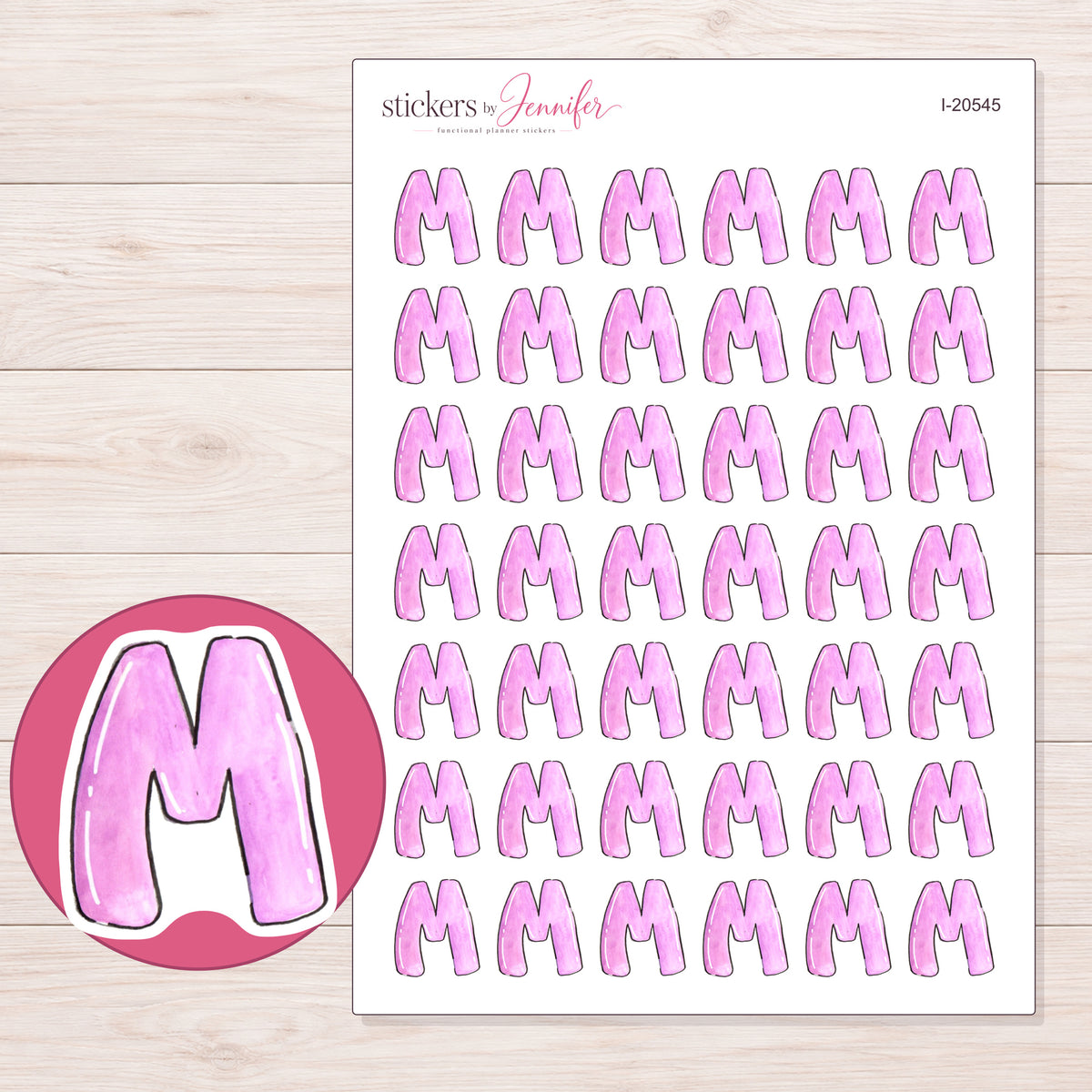 I-20545 planner sticker sheet with enlarged sticker detail