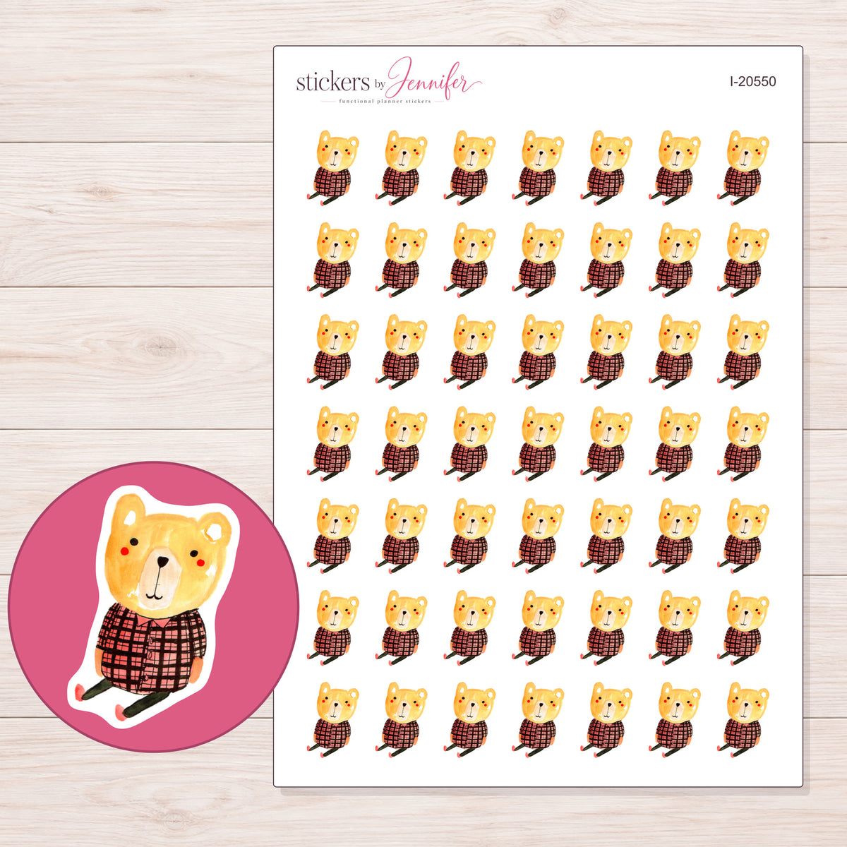 I-20550 planner sticker sheet with enlarged sticker detail