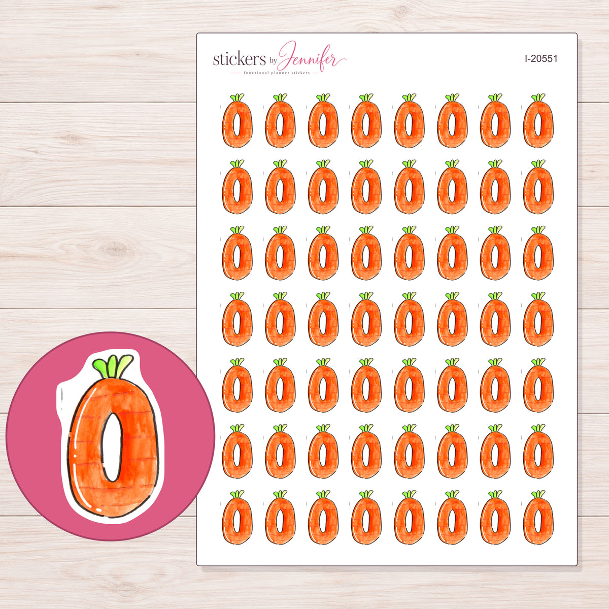 I-20551 planner sticker sheet with enlarged sticker detail