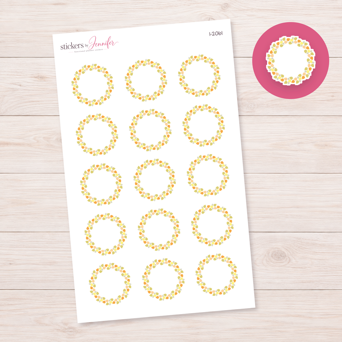 Golden Acorn Wreath Planner Stickers | I-2061