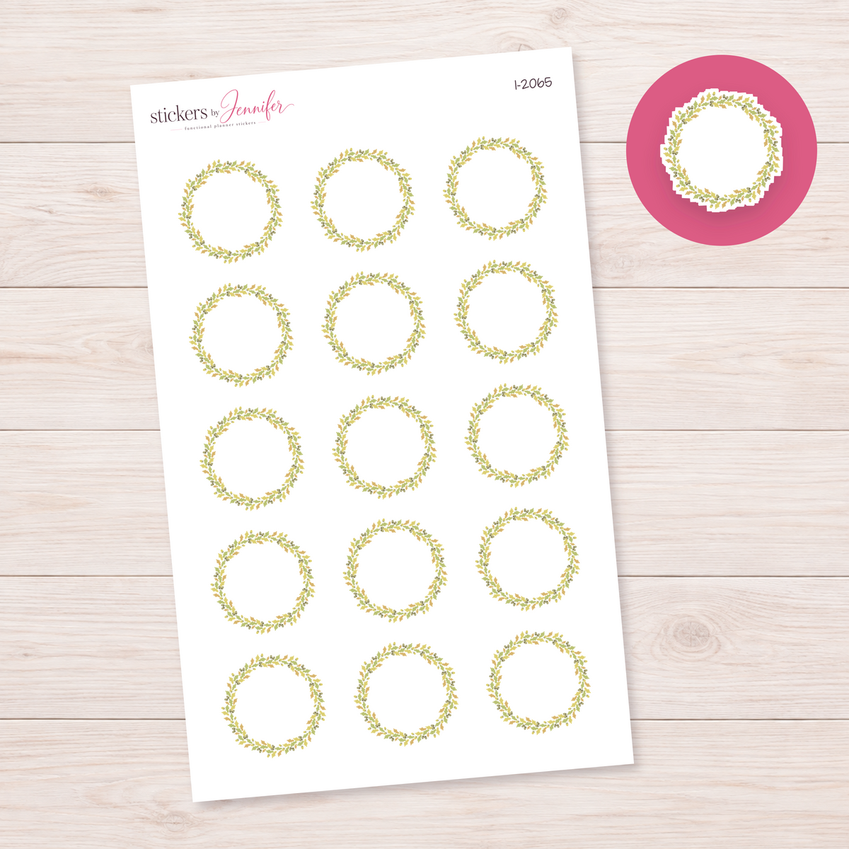 Olive Leaf Wreath Planner Stickers | I-2065