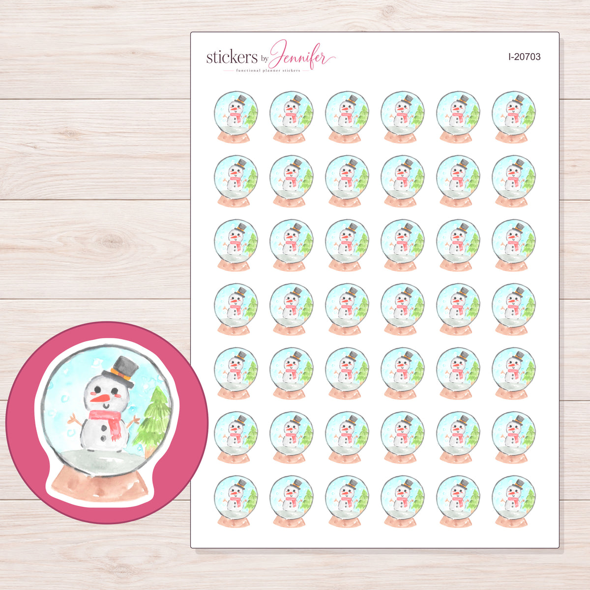 I-20703 planner sticker sheet with enlarged sticker detail
