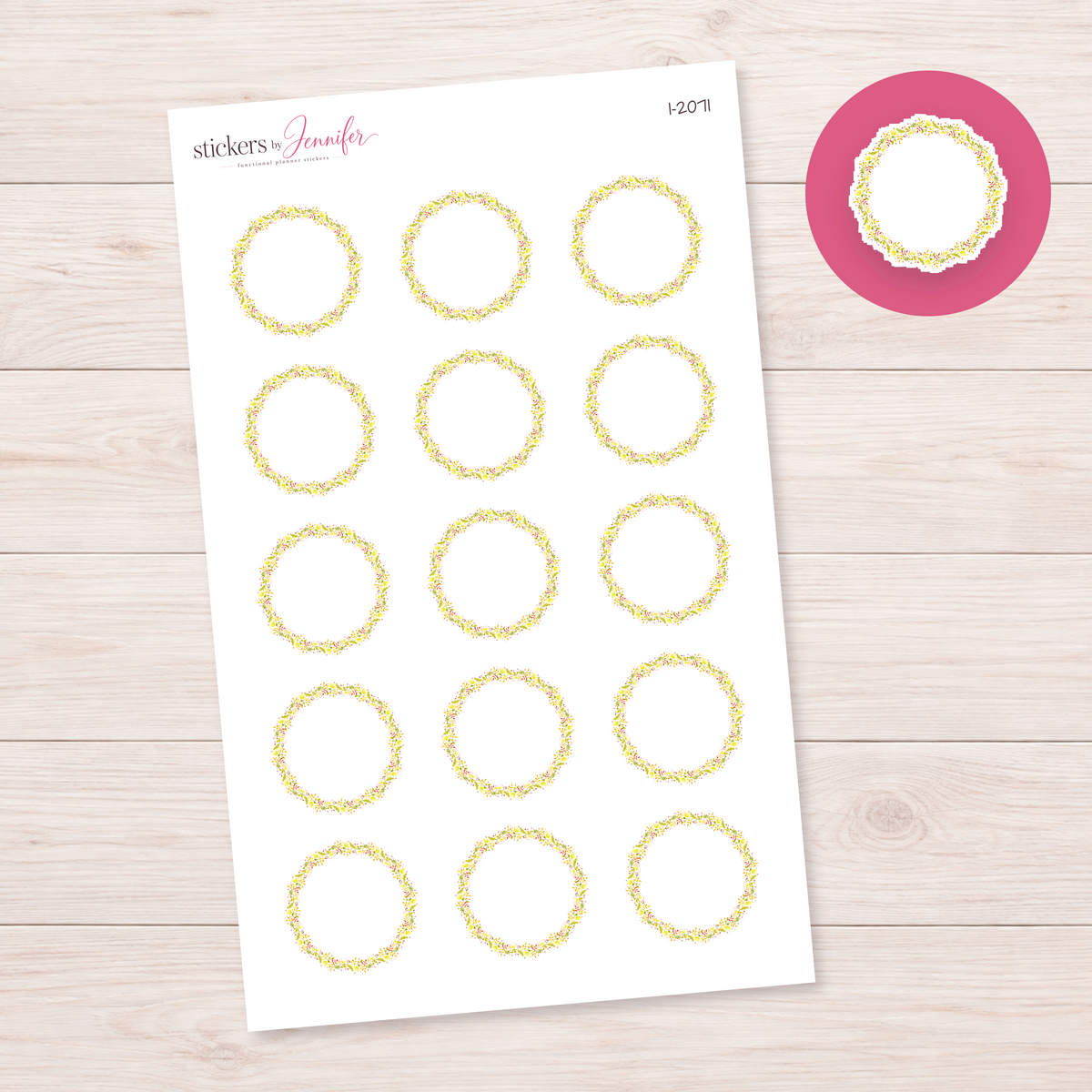 Fine Golden Autumn Wreath Planner Stickers | I-2071