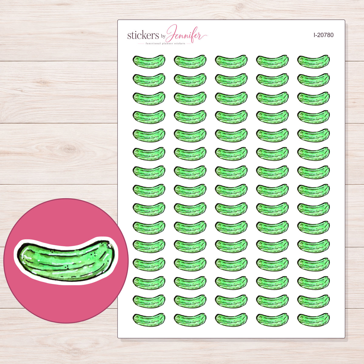 I-20780 planner sticker sheet with enlarged sticker detail