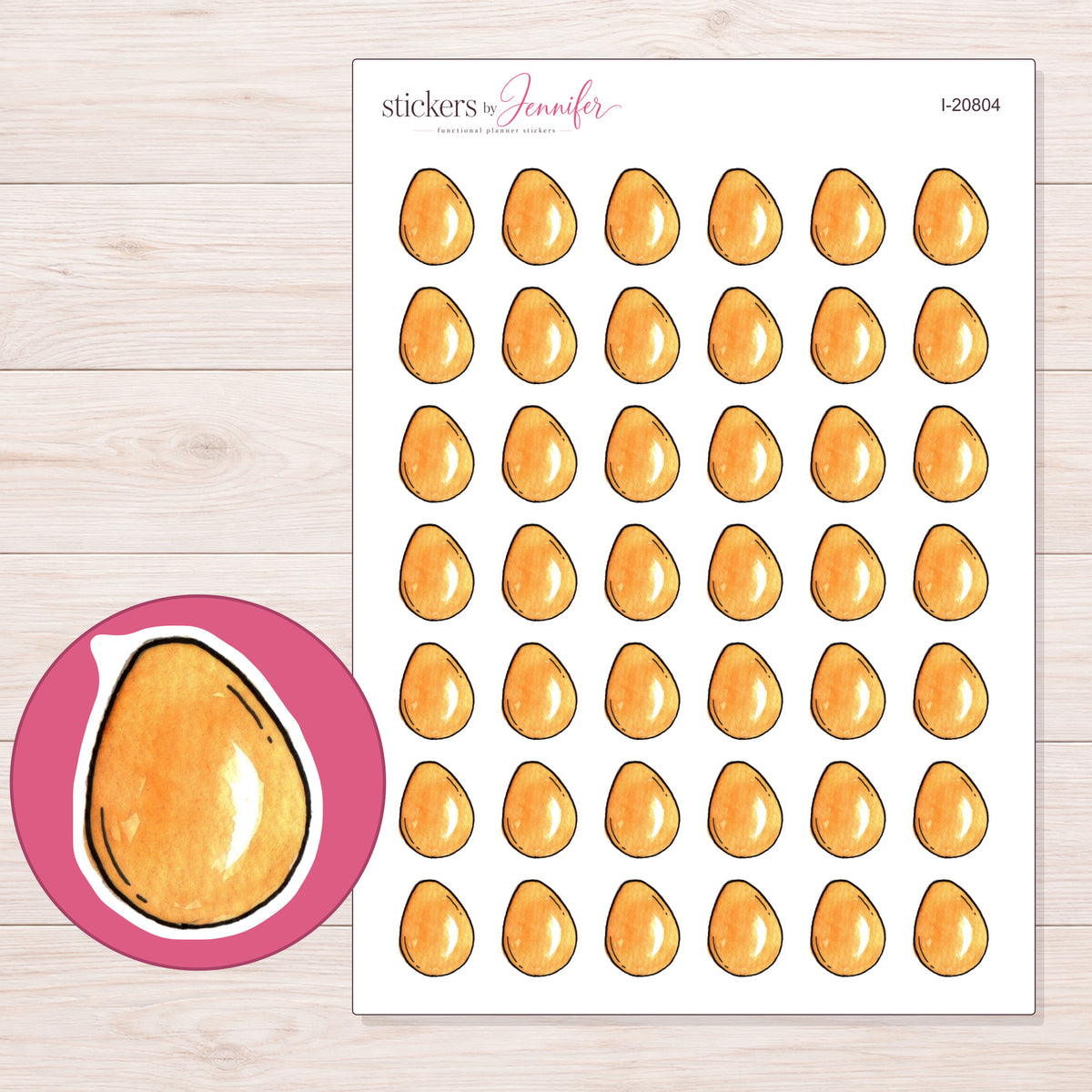 I-20804 planner sticker sheet with enlarged sticker detail