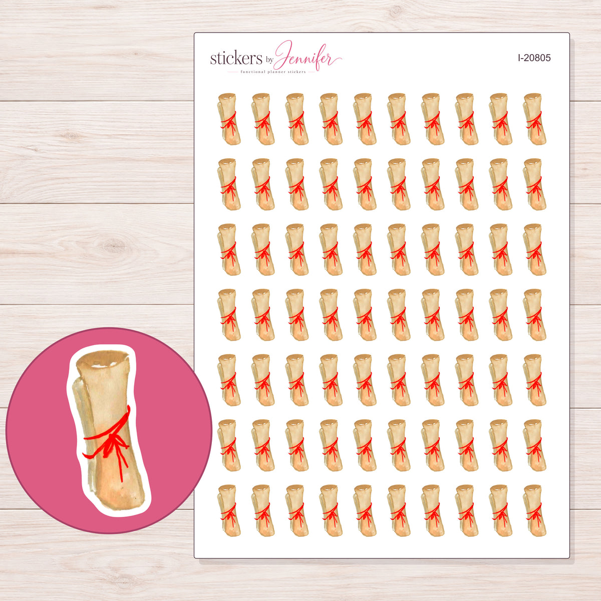 I-20805 planner sticker sheet with enlarged sticker detail