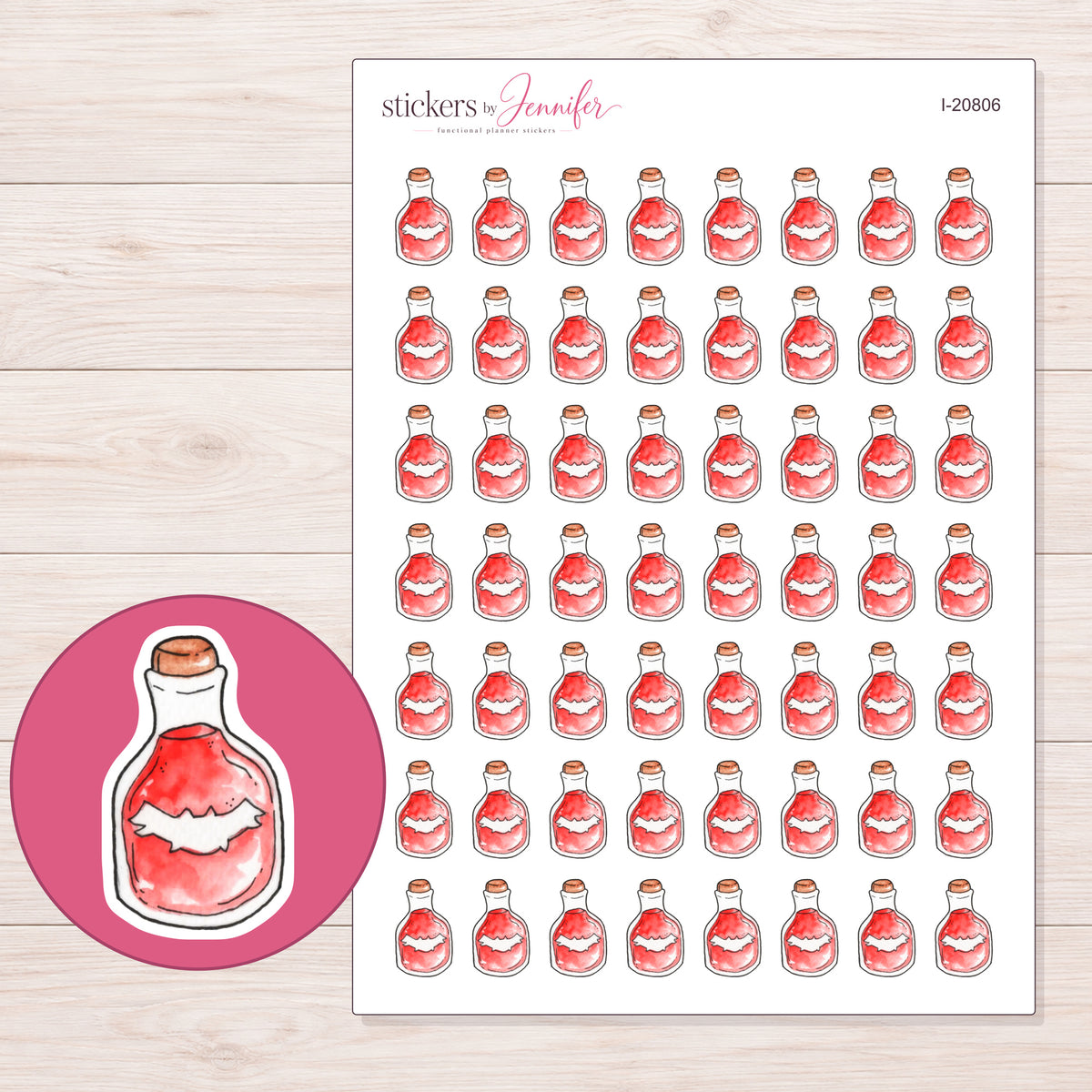 I-20806 planner sticker sheet with enlarged sticker detail