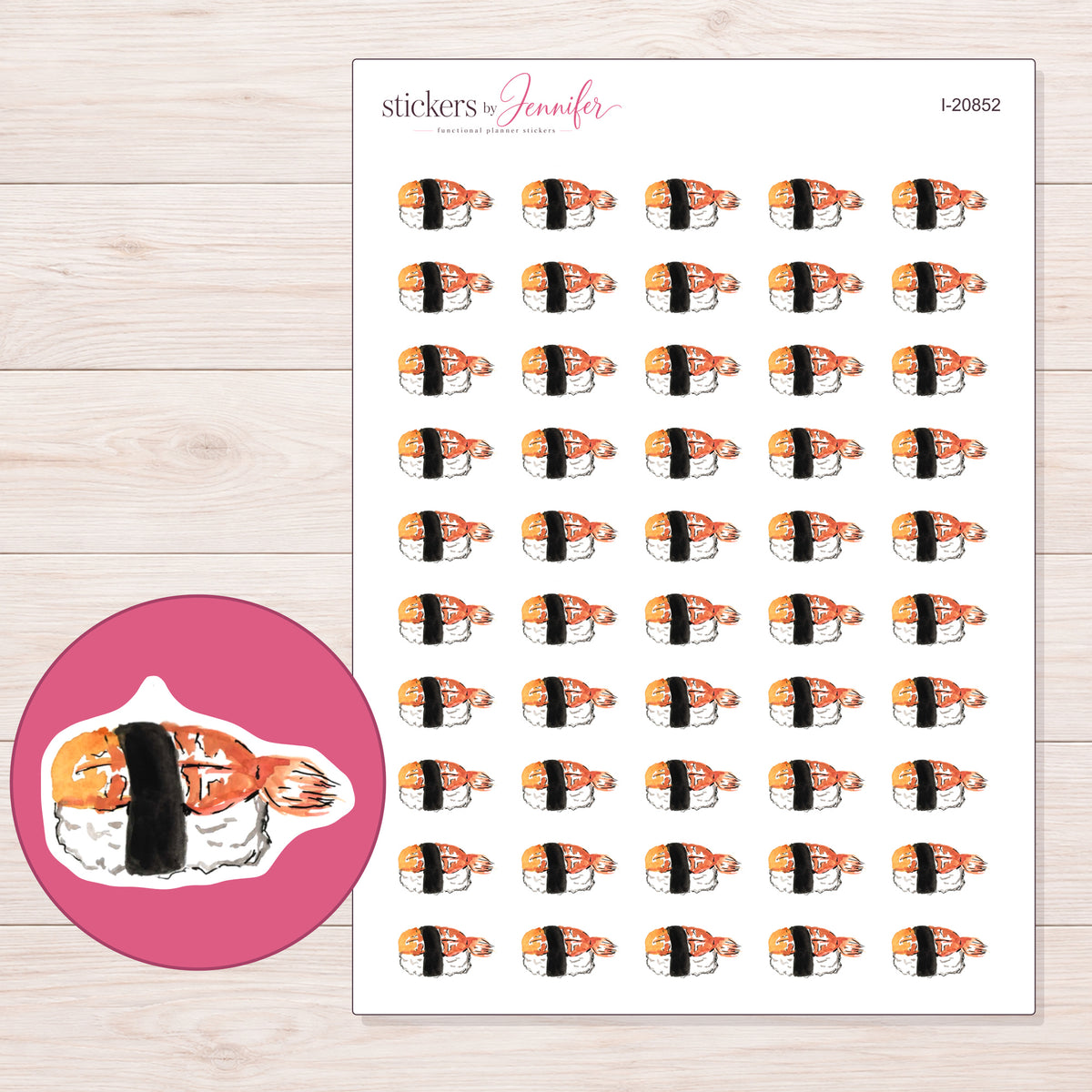 I-20852 planner sticker sheet with enlarged sticker detail