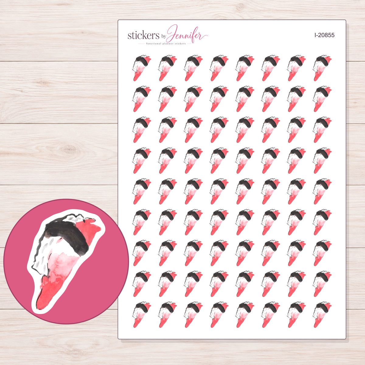 I-20855 planner sticker sheet with enlarged sticker detail