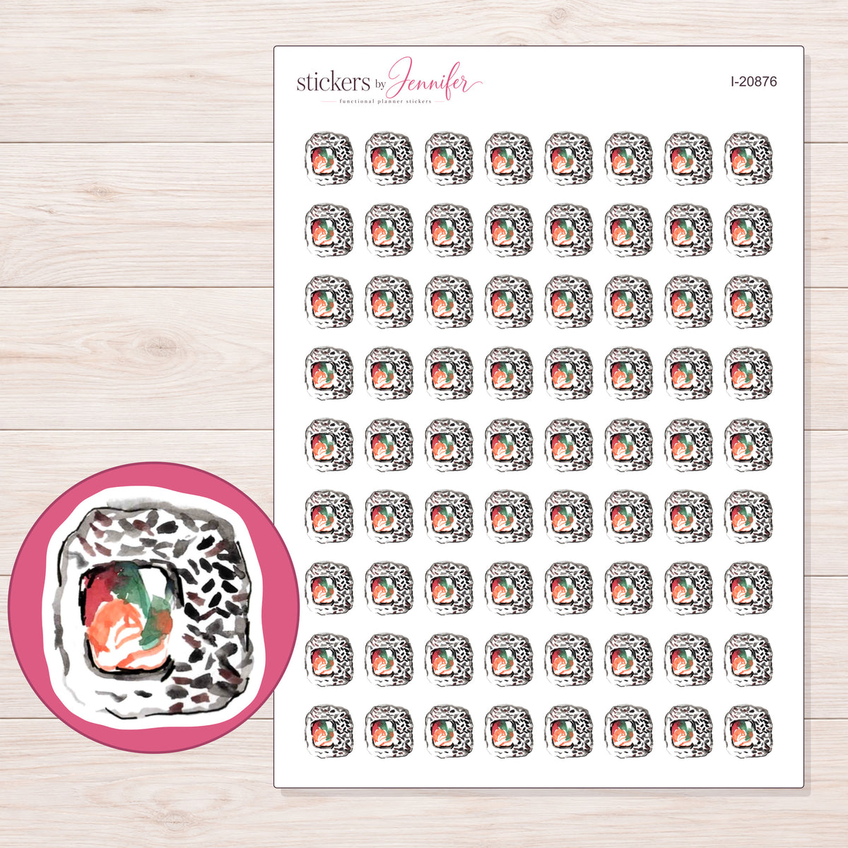 I-20876 planner sticker sheet with enlarged sticker detail