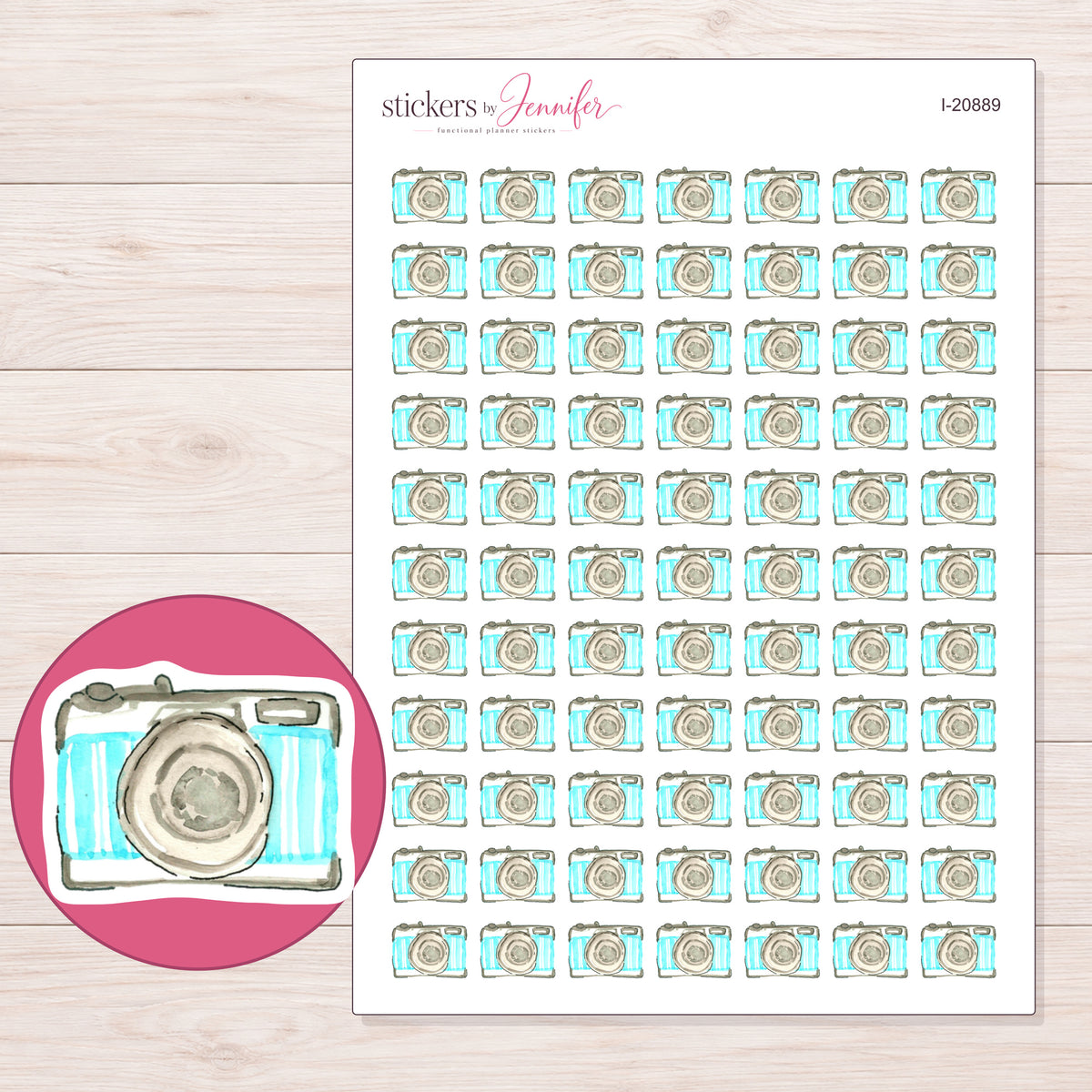 I-20889 planner sticker sheet with enlarged sticker detail