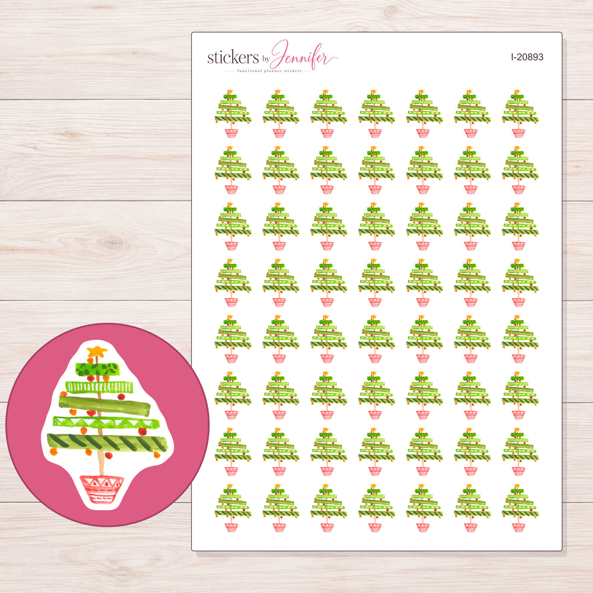 I-20893 planner sticker sheet with enlarged sticker detail