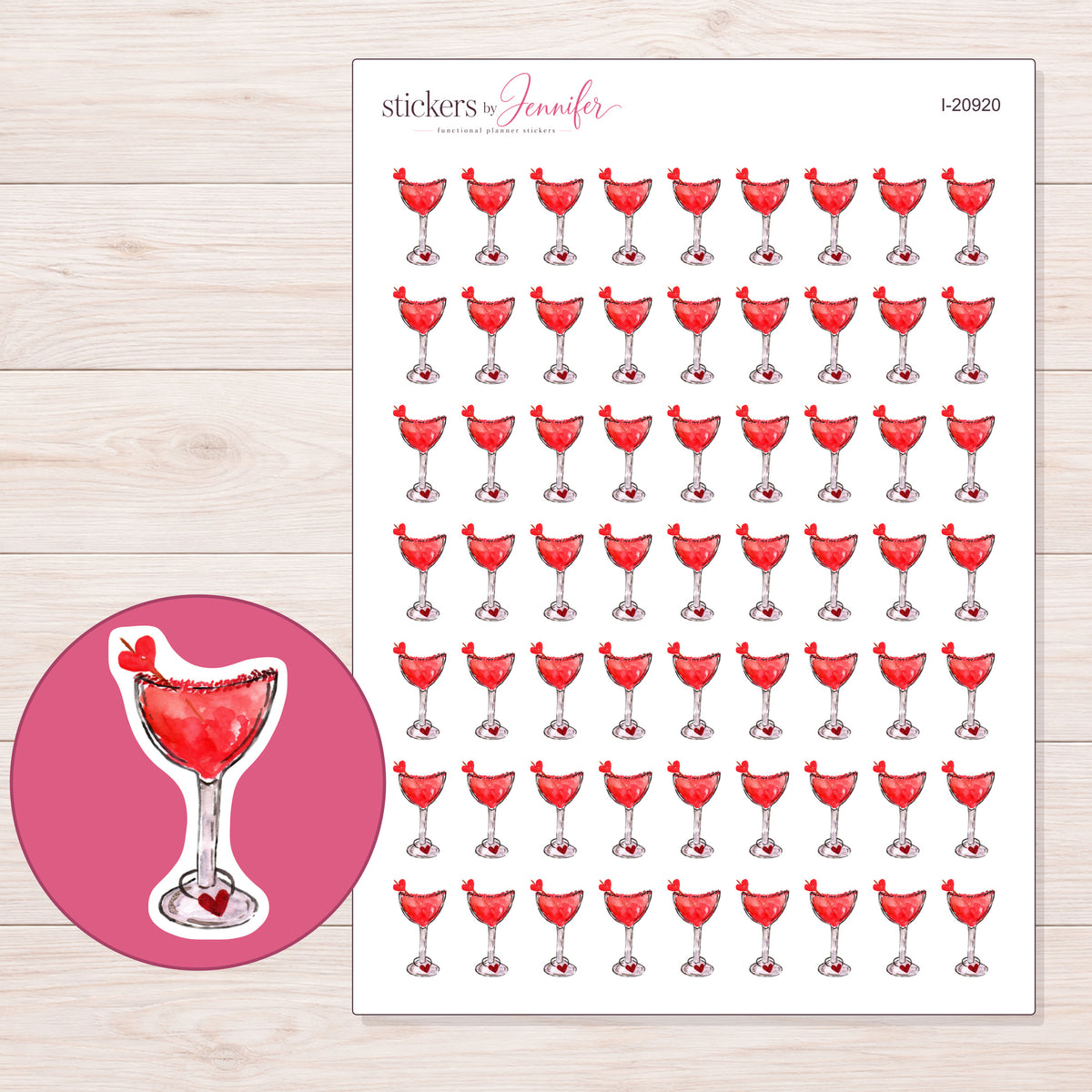 I-20920 planner sticker sheet with enlarged sticker detail