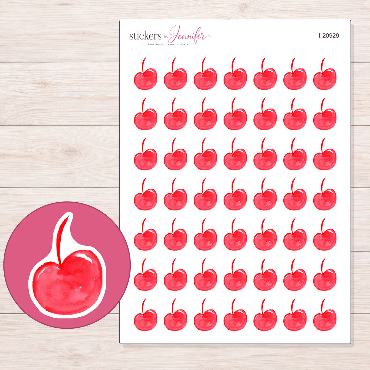I-20929 planner sticker sheet with enlarged sticker detail