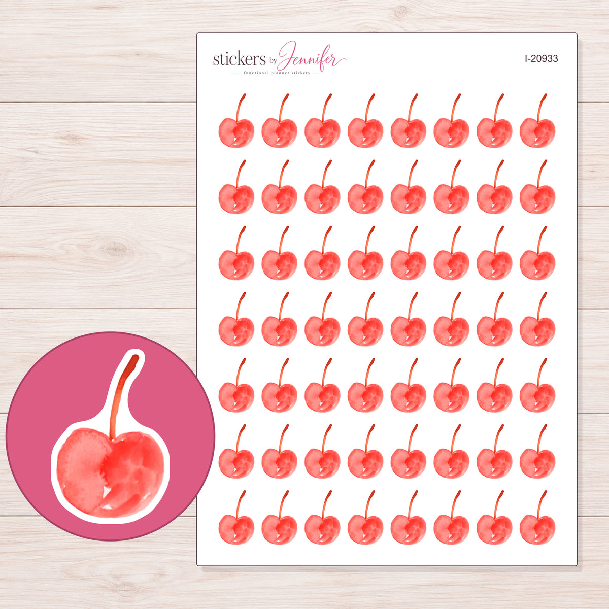 I-20933 planner sticker sheet with enlarged sticker detail