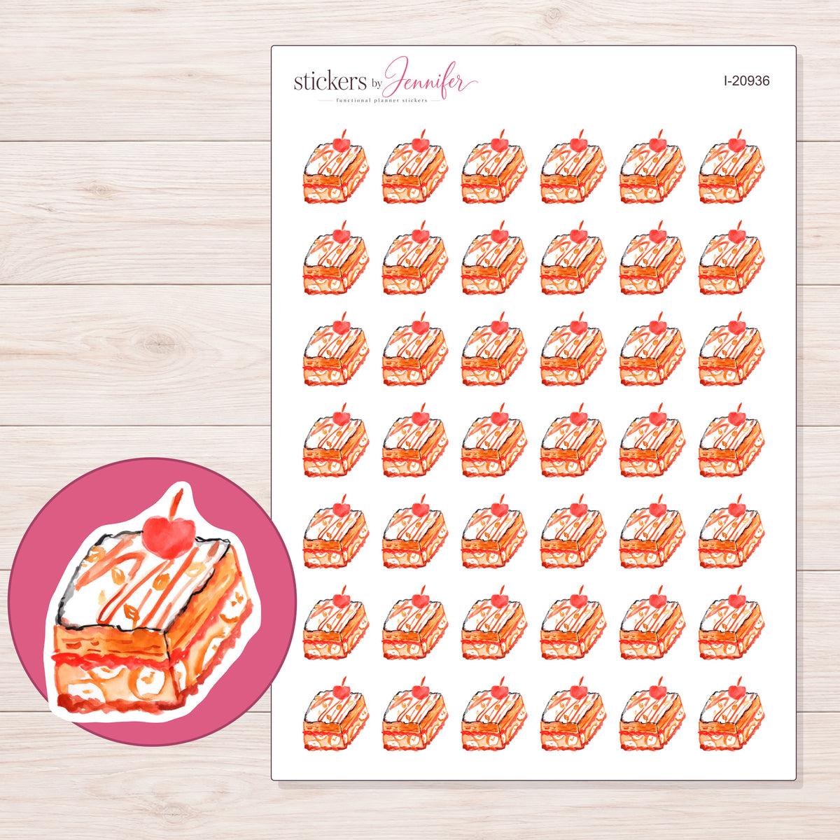I-20936 planner sticker sheet with enlarged sticker detail