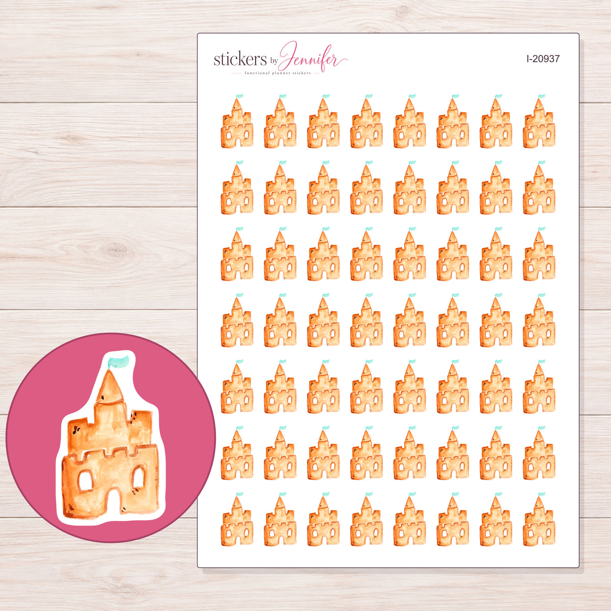 I-20937 planner sticker sheet with enlarged sticker detail