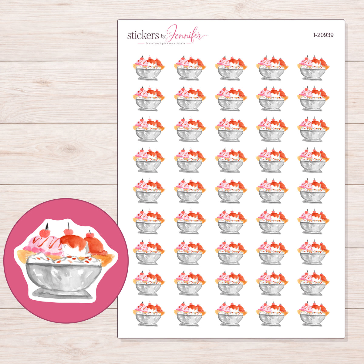 I-20939 planner sticker sheet with enlarged sticker detail