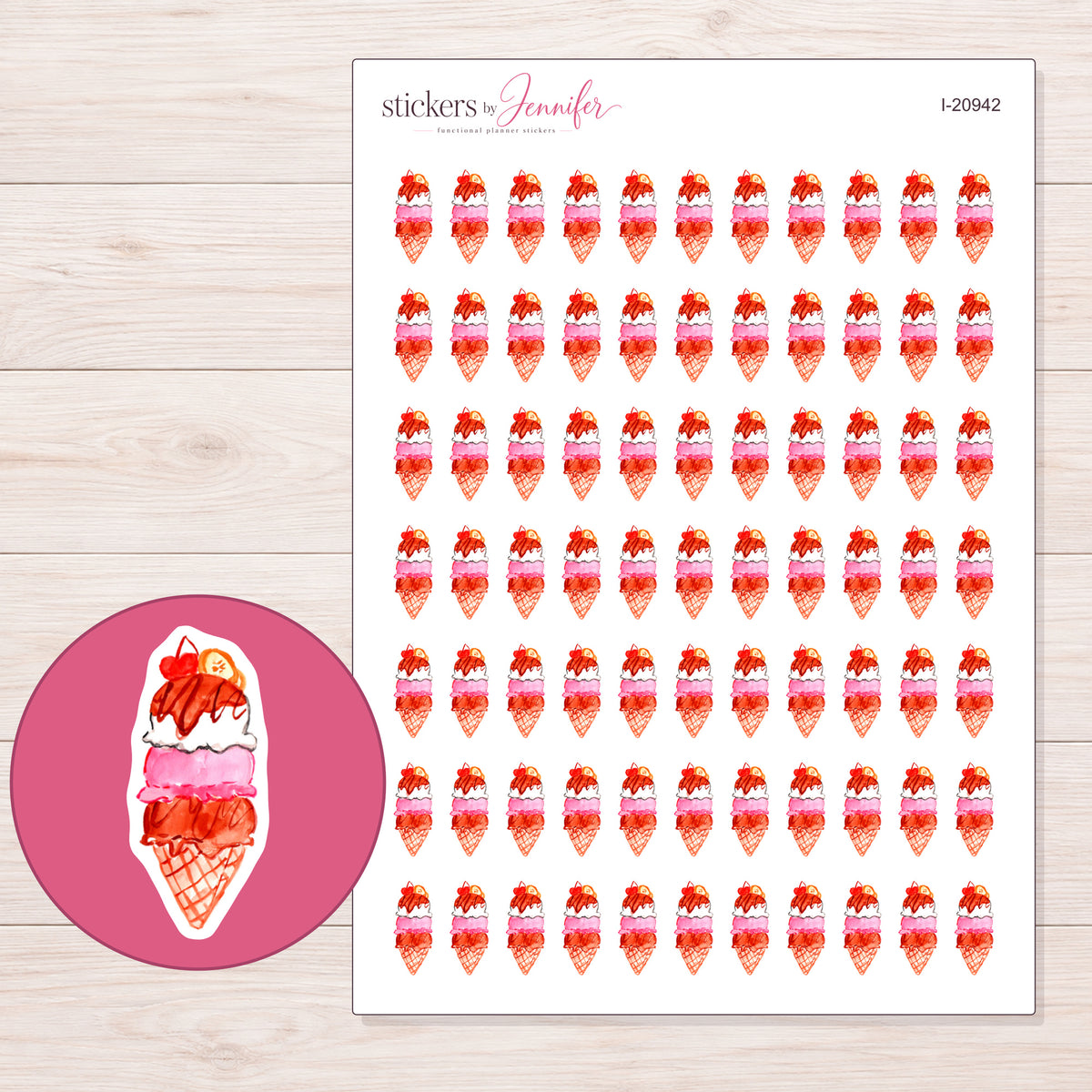 I-20942 planner sticker sheet with enlarged sticker detail