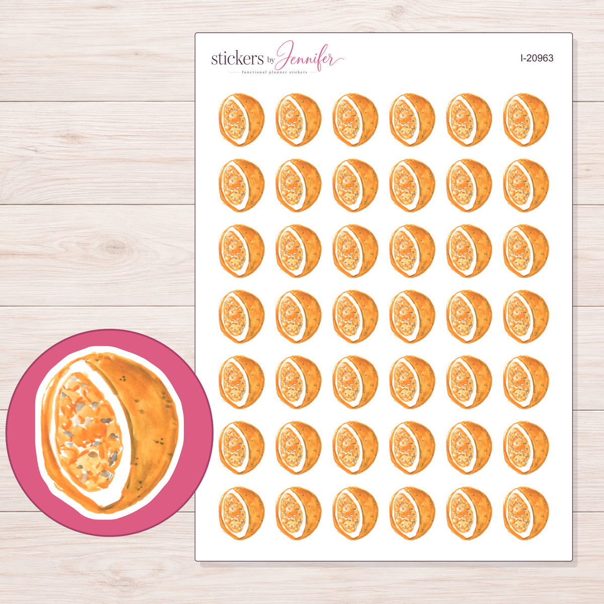 I-20963 planner sticker sheet with enlarged sticker detail