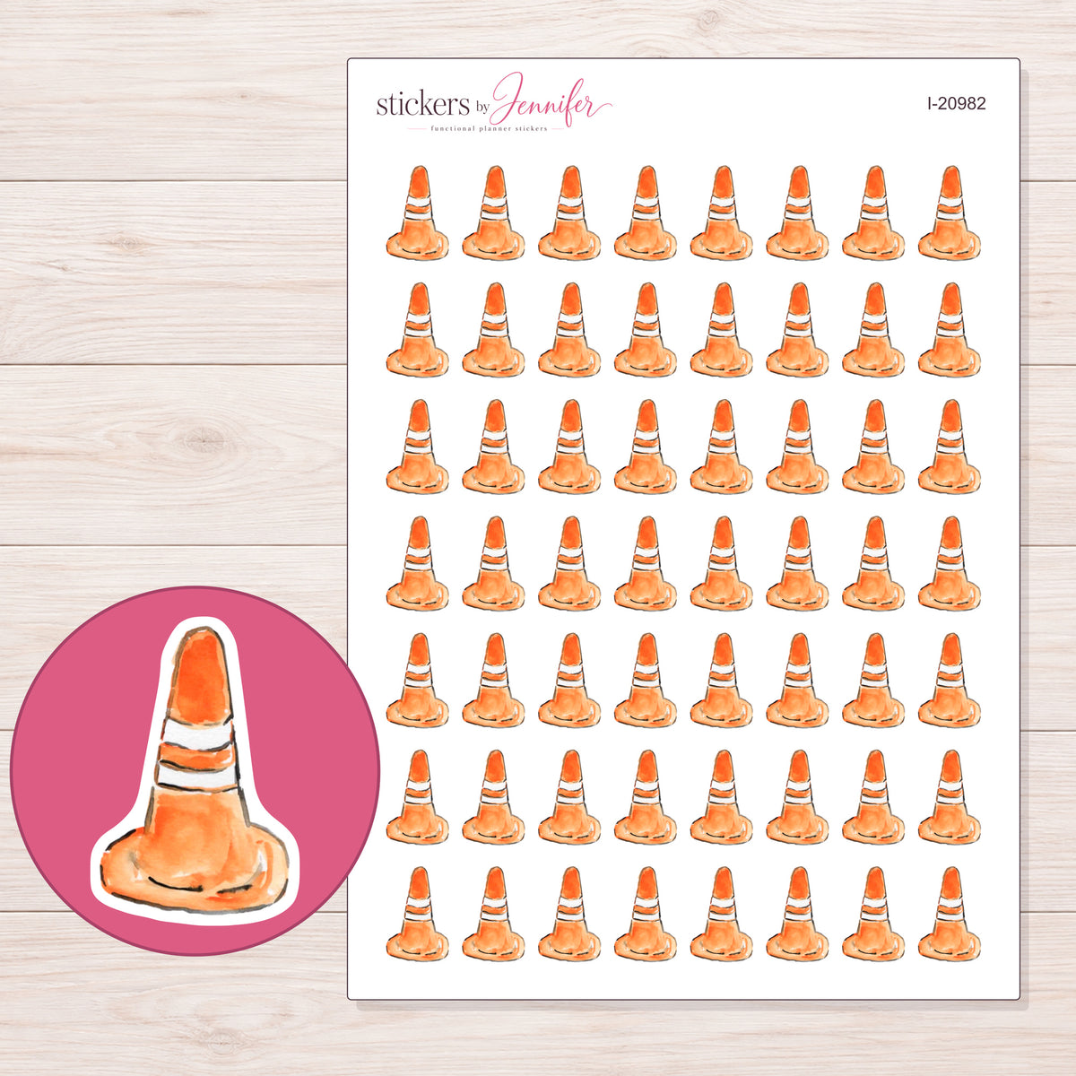 I-20982 planner sticker sheet with enlarged sticker detail