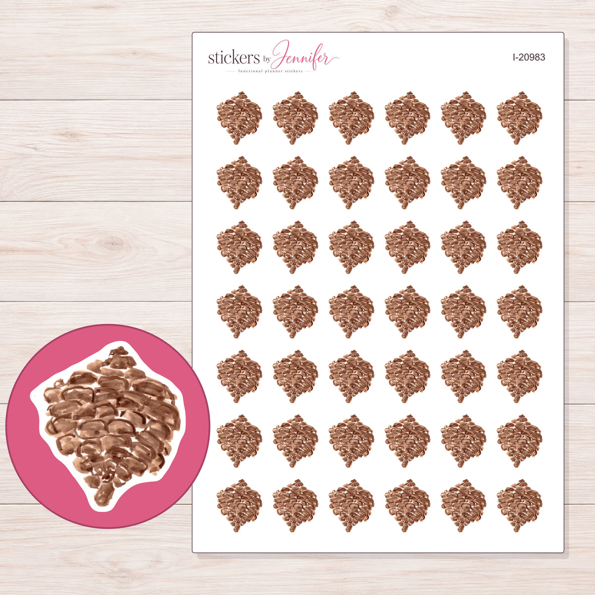 I-20983 planner sticker sheet with enlarged sticker detail